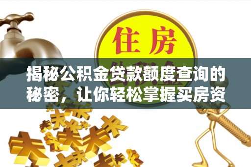 长白揭秘公积金贷款额度查询的秘密，让你轻松掌握买房资金规划